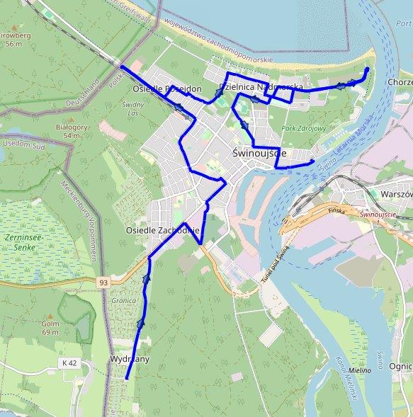 Mapa linii 66